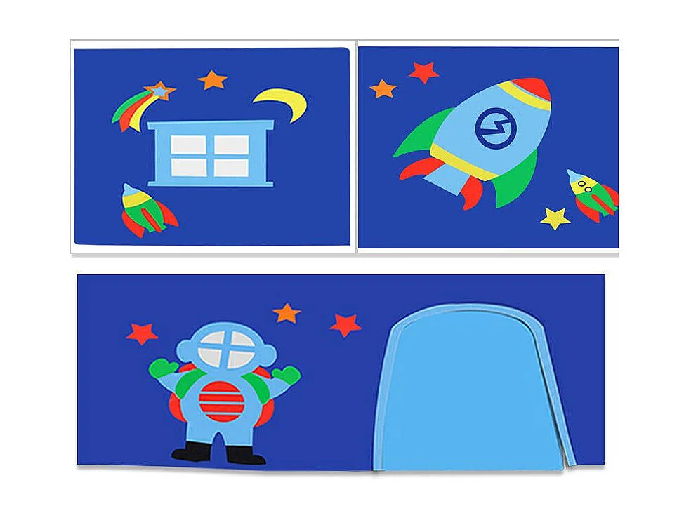 Lit Enfant Tente & Tunnel "Scott Astro" 90x200cm Blanc