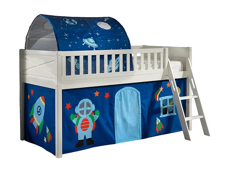 Cama de media altura 90x200 con somier y funda Astro Vipack Scott Blanco