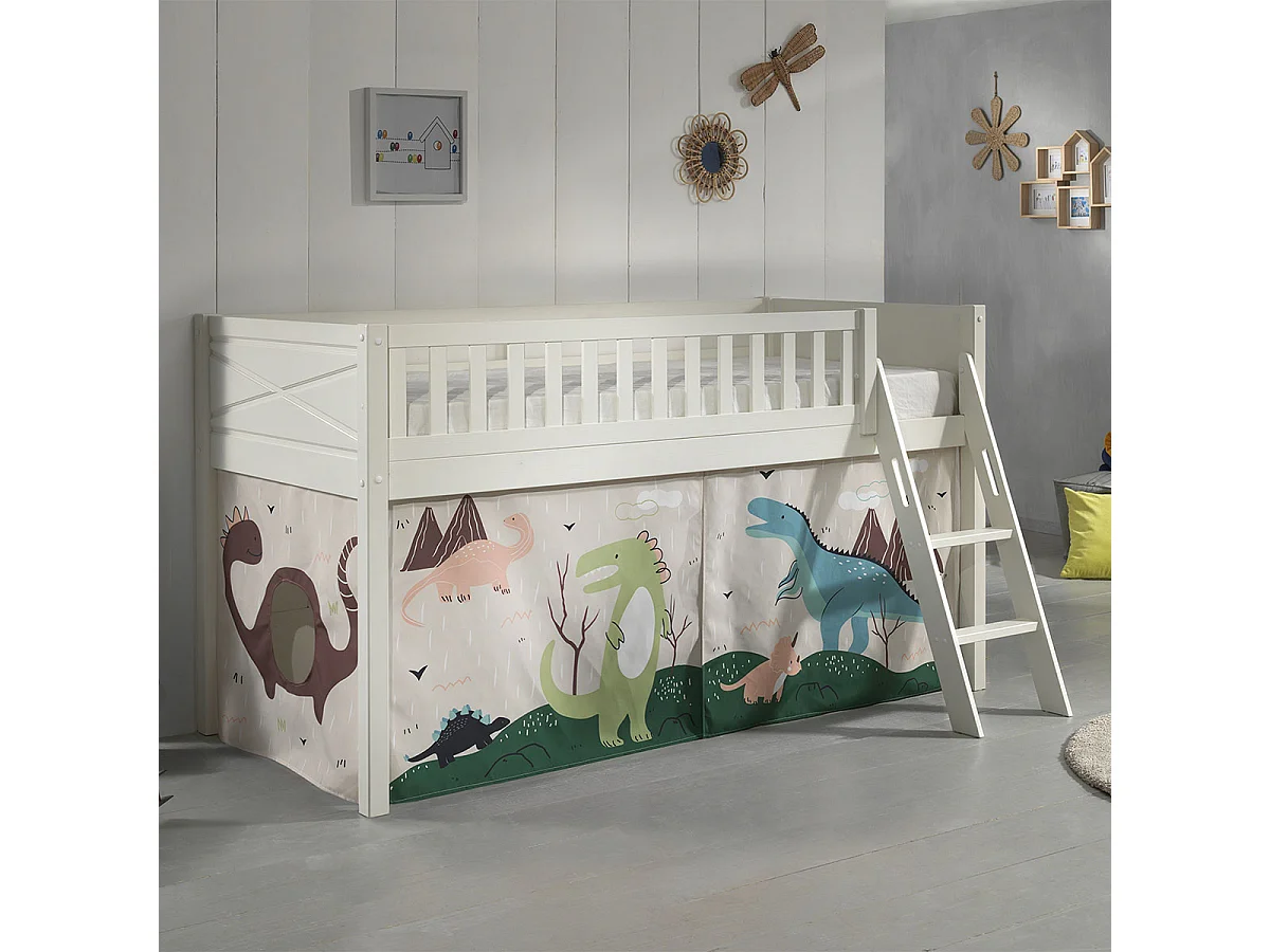 Lit Enfant Tente "Scott Dino" 90x200cm Blanc