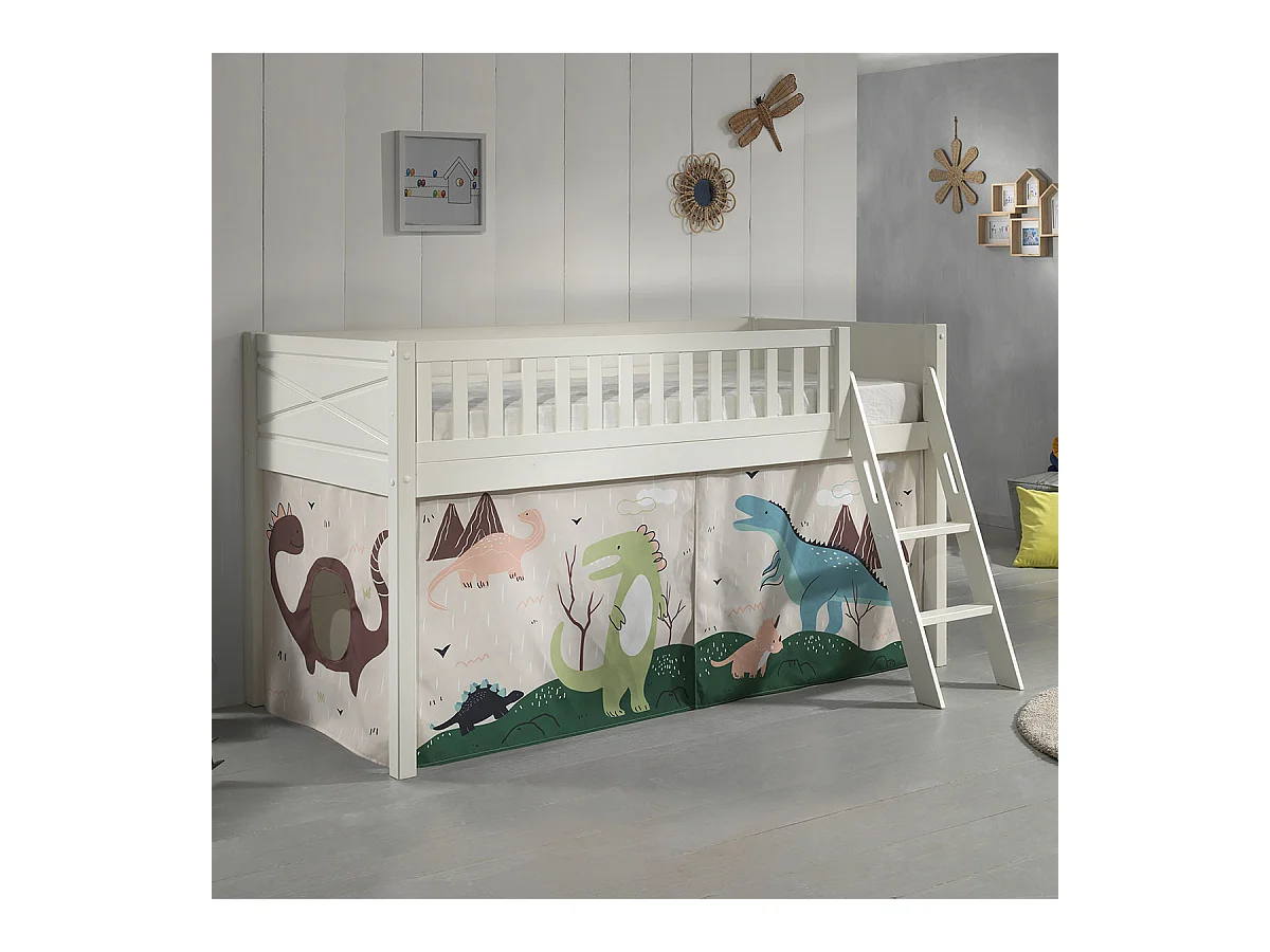 Lit Enfant Tente "Scott Dino" 90x200cm Blanc