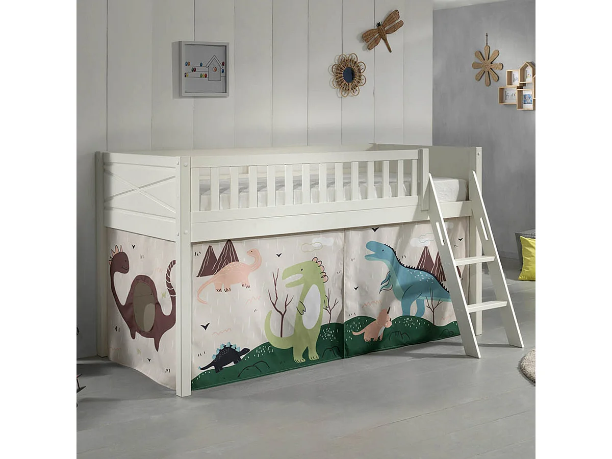 Lit Enfant Tente "Scott Dino" 90x200cm Blanc
