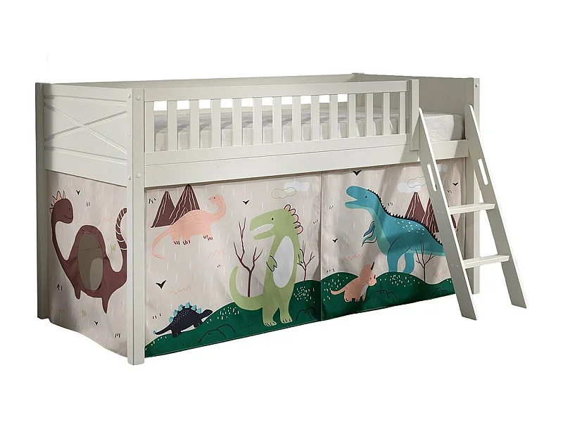 Cama de media altura 90x200 con somier y funda Dino Vipack Scott Blanco