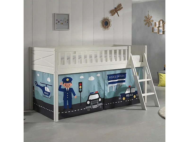 Lit Enfant Tente "Scott Police" 90x200cm Blanc