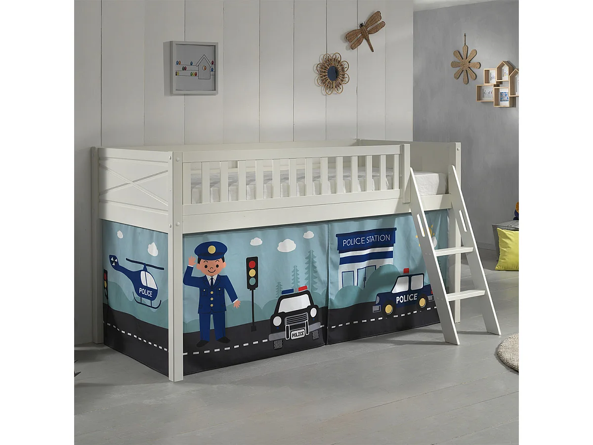 Lit Enfant Tente "Scott Police" 90x200cm Blanc