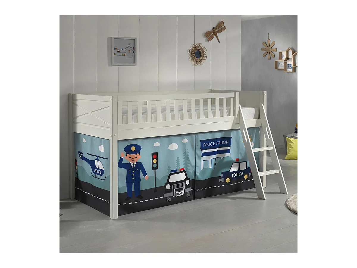 Lit Enfant Tente "Scott Police" 90x200cm Blanc