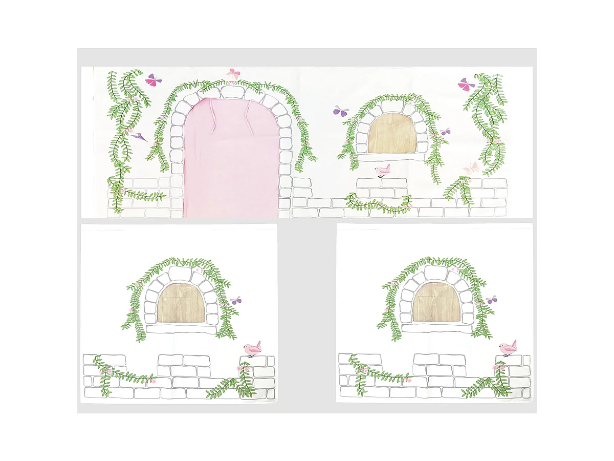 Lit Enfant Tente & Tunnel "Scott Birdy" 90x200cm Blanc