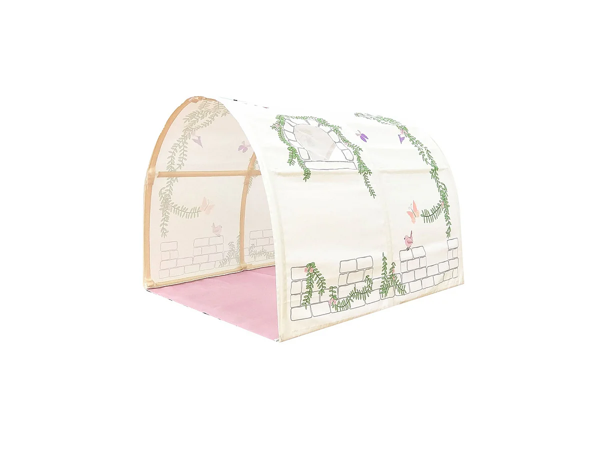 Lit Enfant Tente & Tunnel "Scott Birdy" 90x200cm Blanc