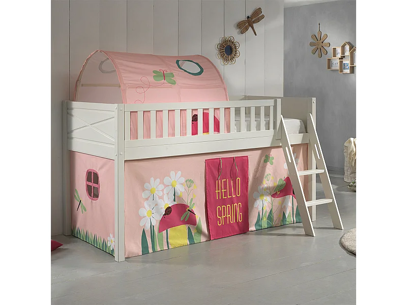 Lit Enfant Tente & Tunnel "Scott Spring" 90x200cm Blanc