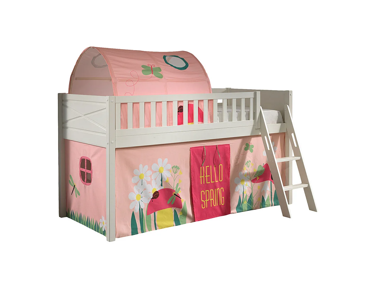 Lit Enfant Tente & Tunnel "Scott Spring" 90x200cm Blanc