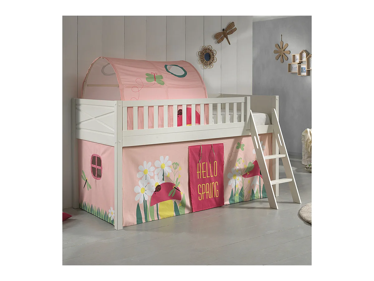 Lit Enfant Tente & Tunnel "Scott Spring" 90x200cm Blanc