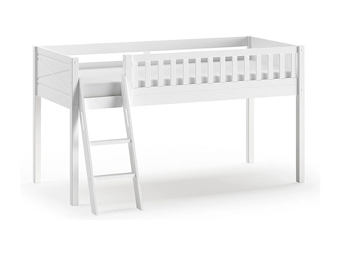 Cama de media altura 90x200 con somier y funda Fairy Vipack Scott Blanco