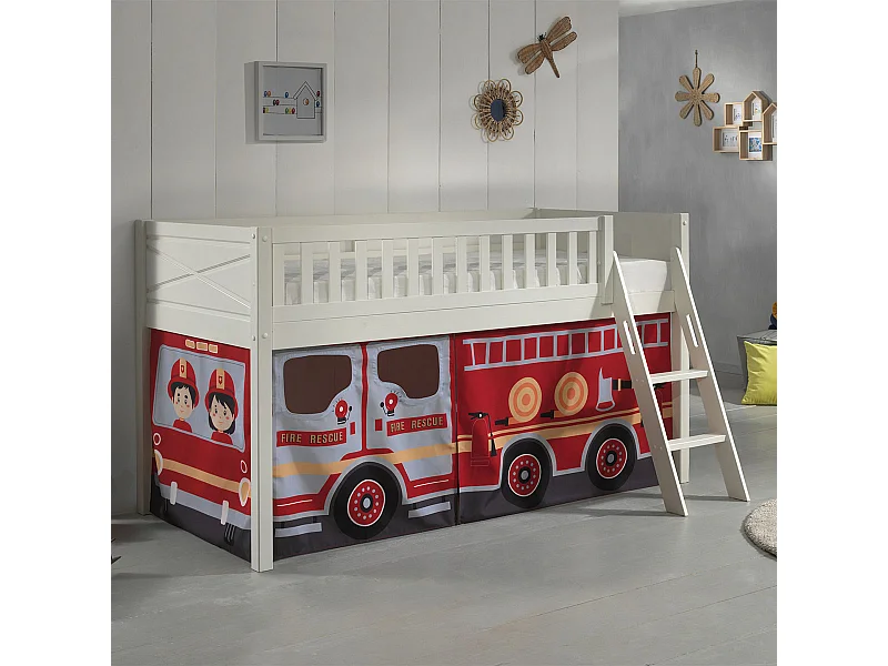 Lit Enfant Tente "Scott Fire Trucker" 90x200cm Blanc