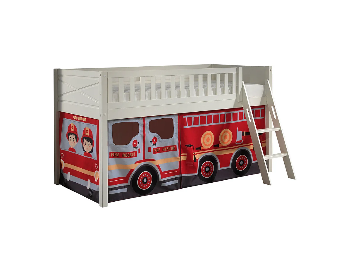 Lit Enfant Tente "Scott Fire Trucker" 90x200cm Blanc