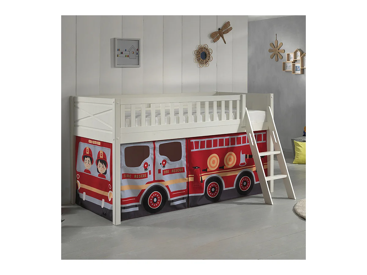 Lit Enfant Tente "Scott Fire Trucker" 90x200cm Blanc