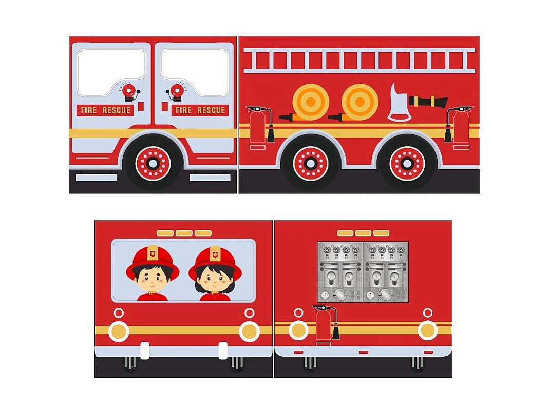 Lit Enfant Tente "Scott Fire Trucker" 90x200cm Blanc