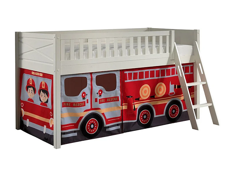 Lit Enfant Tente "Scott Fire Trucker" 90x200cm Blanc