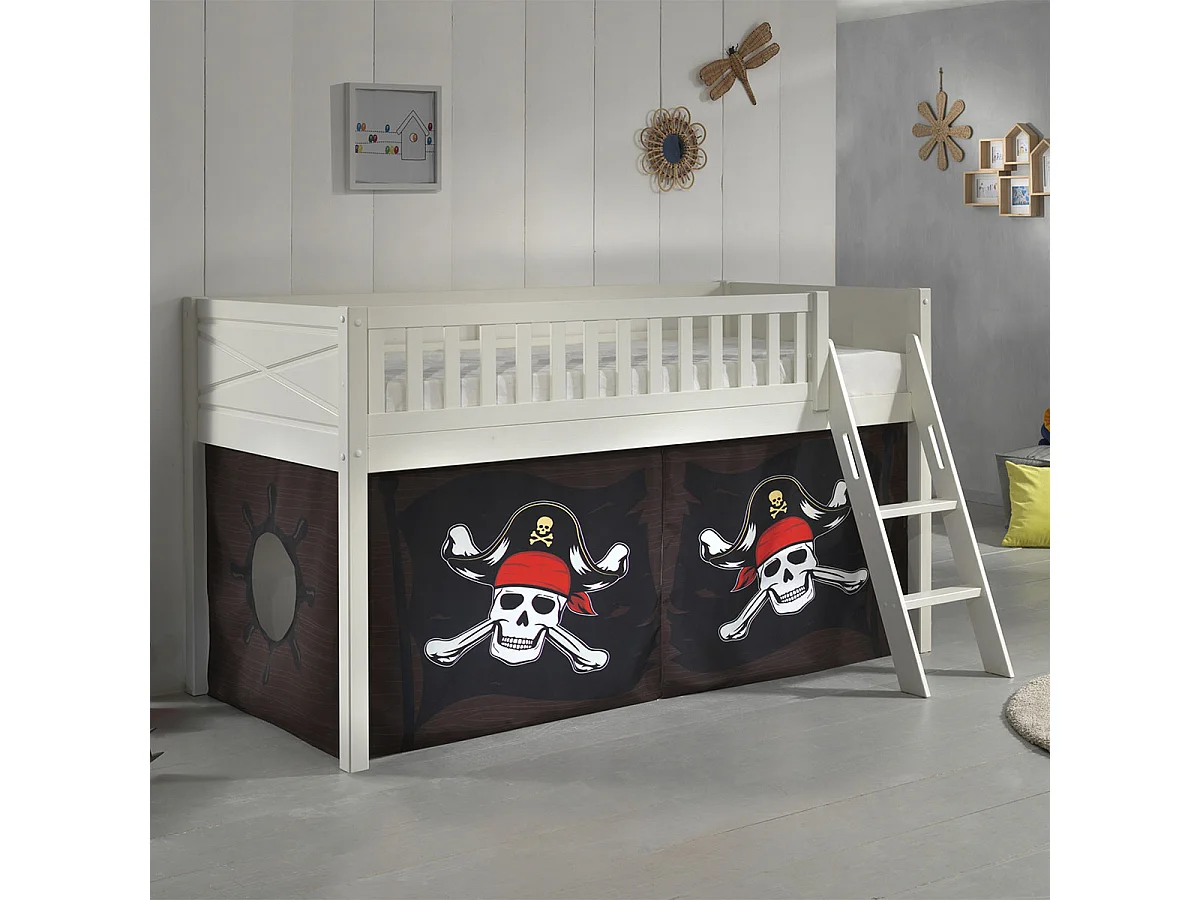 Lit Enfant Tente "Scott Caribian Pirates" 90x200cm Blanc