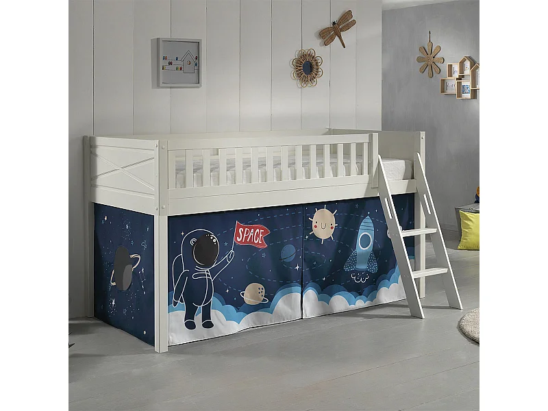 Lit Enfant Tente "Scott Space Shuttle" 90x200cm Blanc