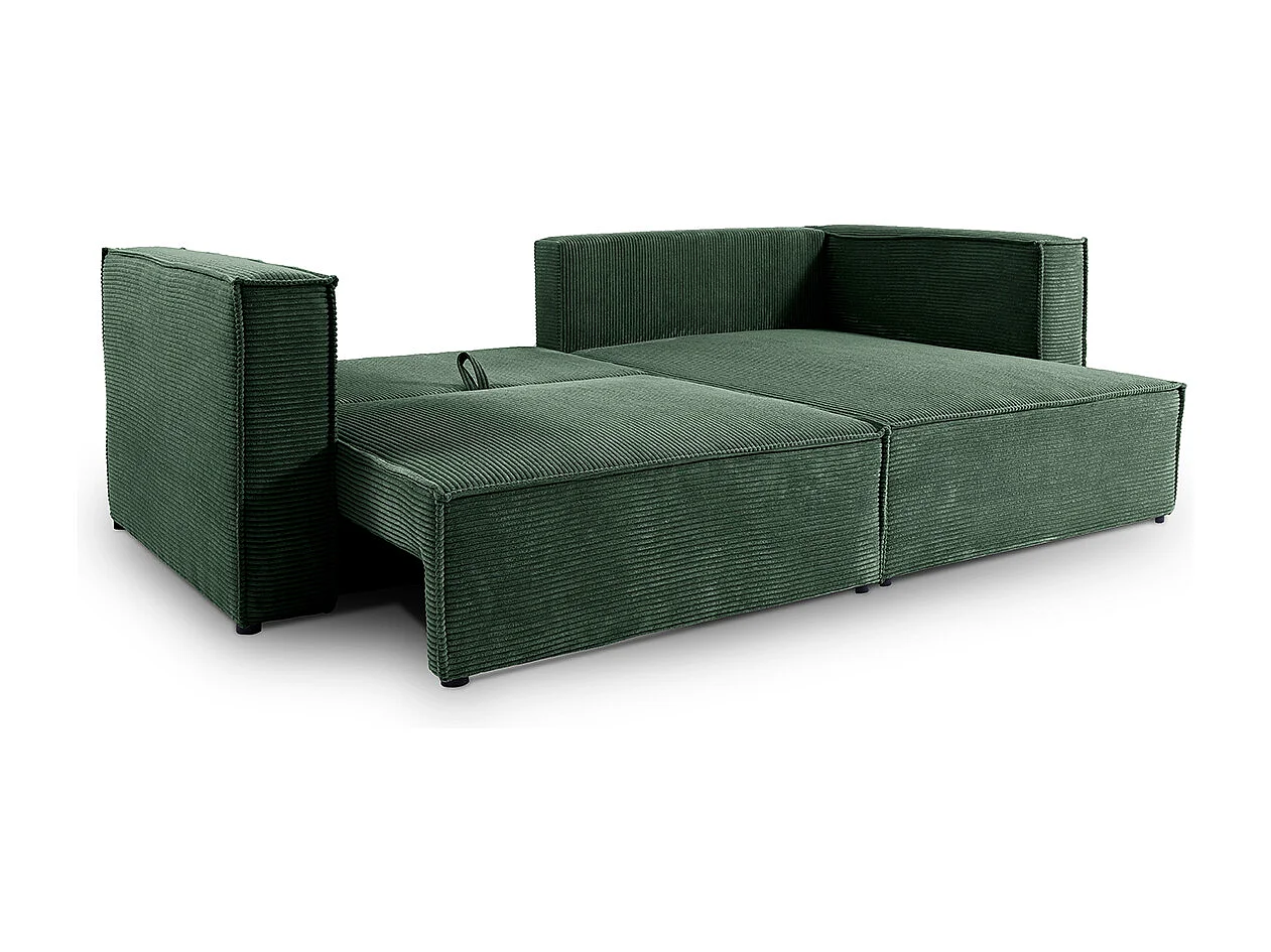Canapé d'angle réversible convertible 3 places Jimmy velours côtelé Vert Sapin