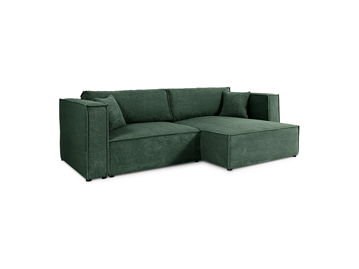 Canapé d'angle réversible convertible 3 places en velours vert