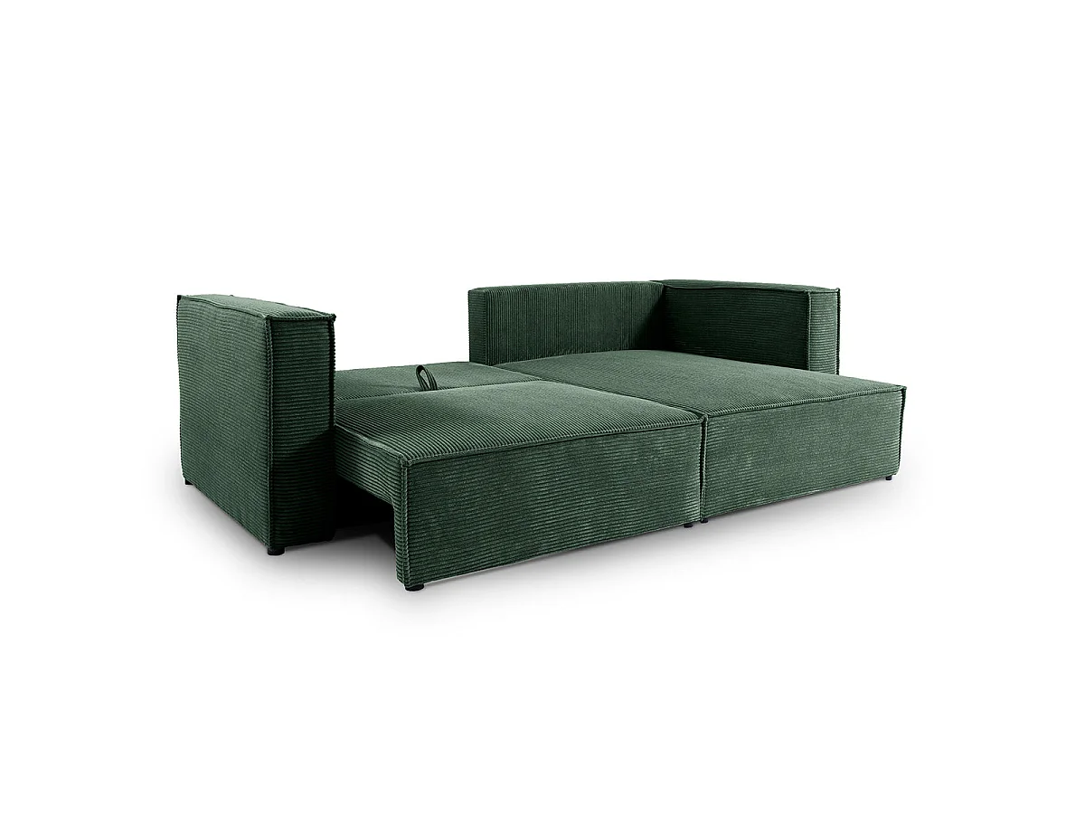 Canapé d'angle réversible convertible 3 places en velours vert