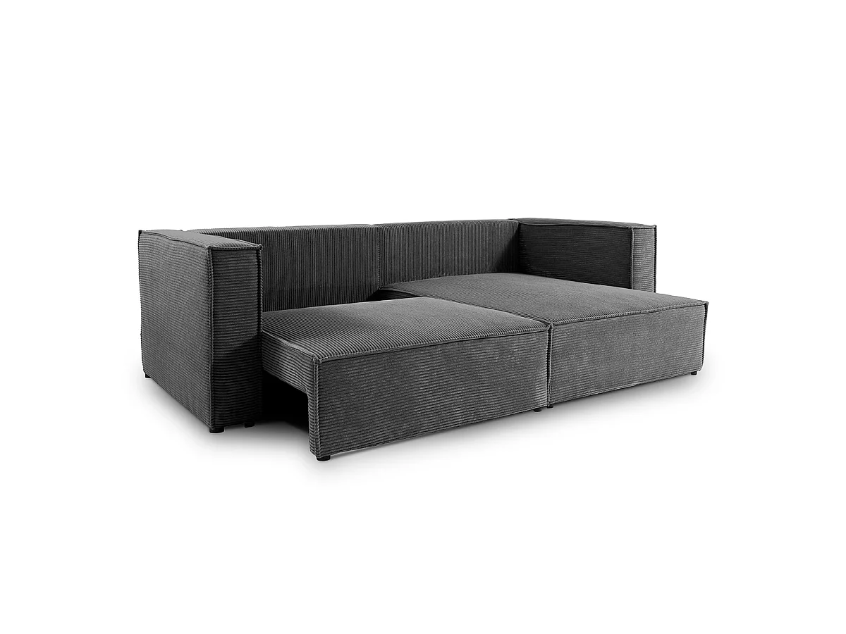 Canapé d'angle réversible convertible 3 places en velours gris