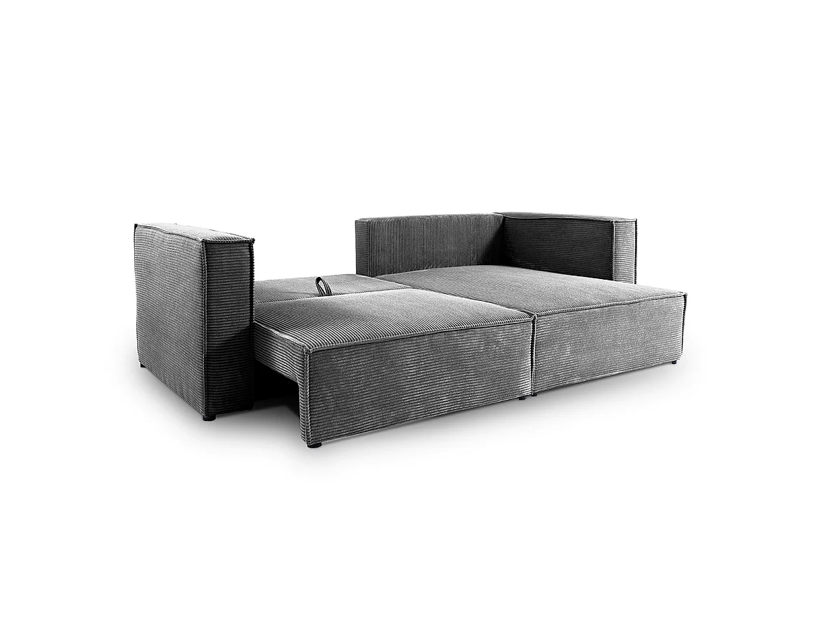 Canapé d'angle réversible convertible 3 places en velours gris