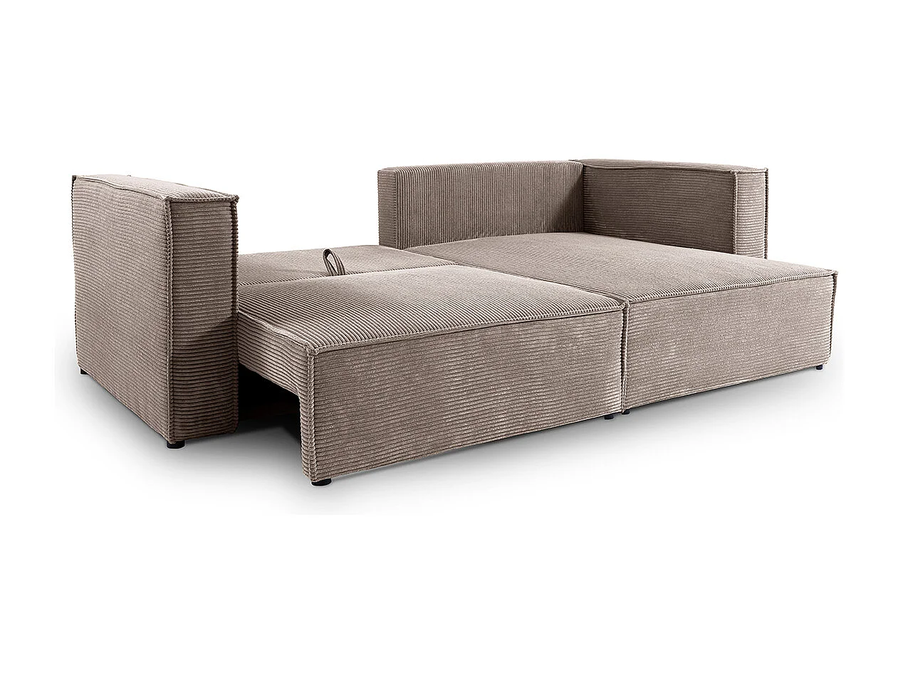 Canapé d'angle réversible convertible 3 places Jimmy velours côtelé Taupe