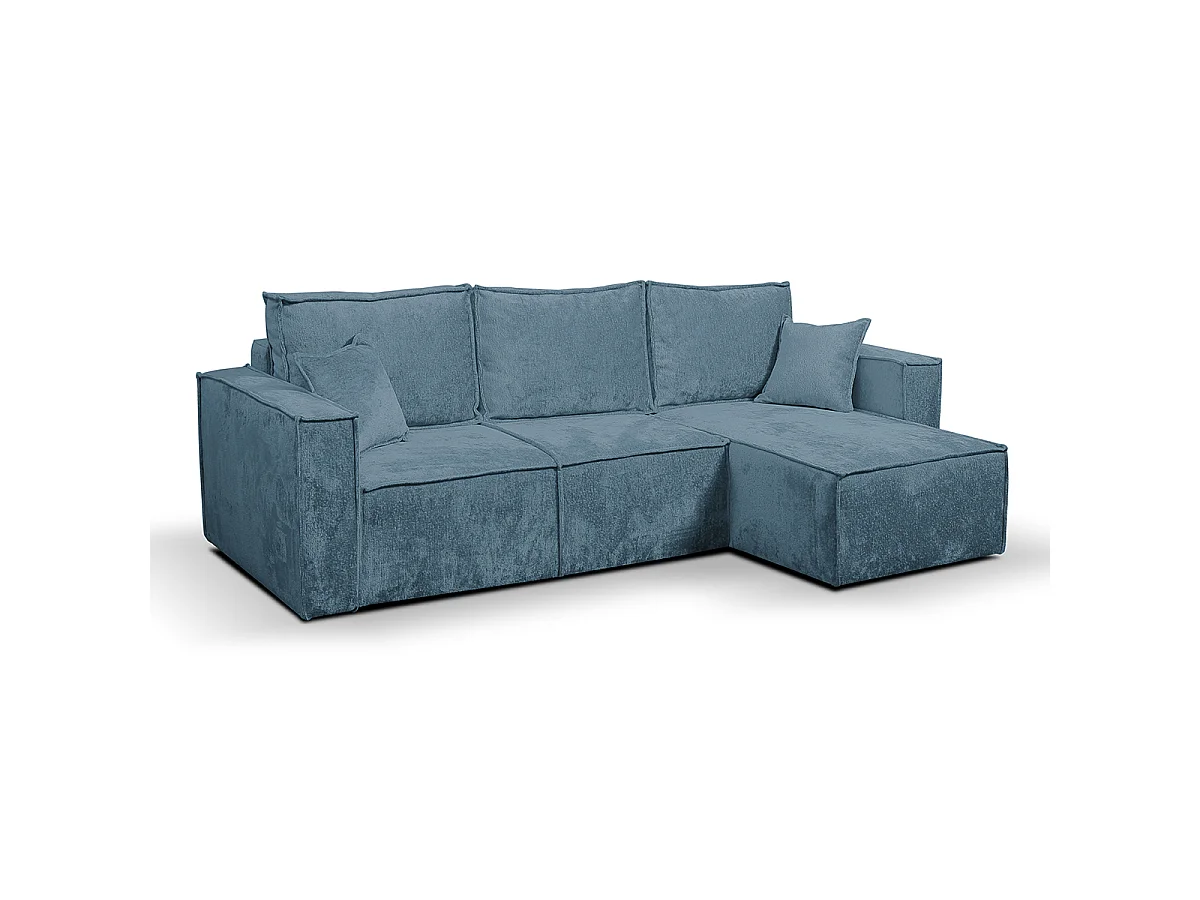 Canapé d'angle réversible convertible 3 places coffre Romain velours Bleu