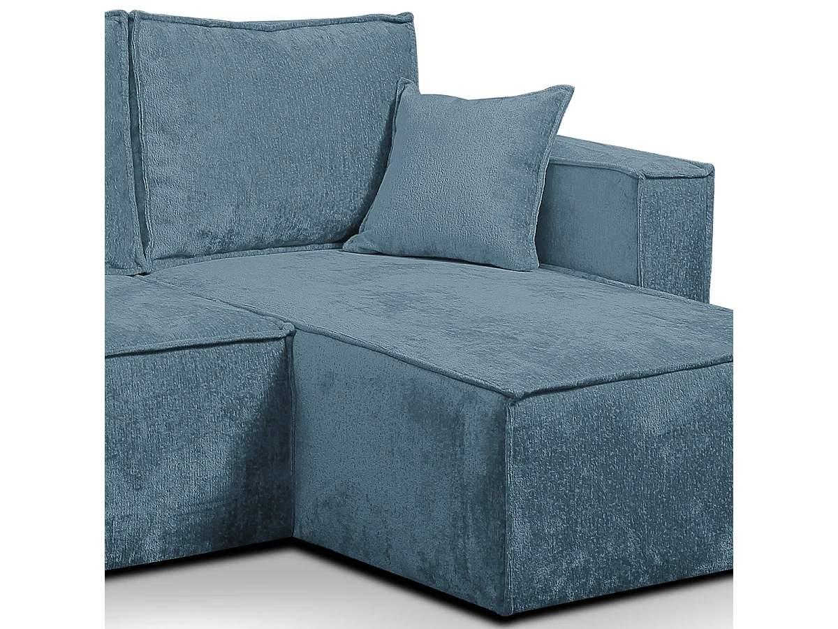 Canapé d'angle réversible convertible 3 places coffre Romain velours Bleu