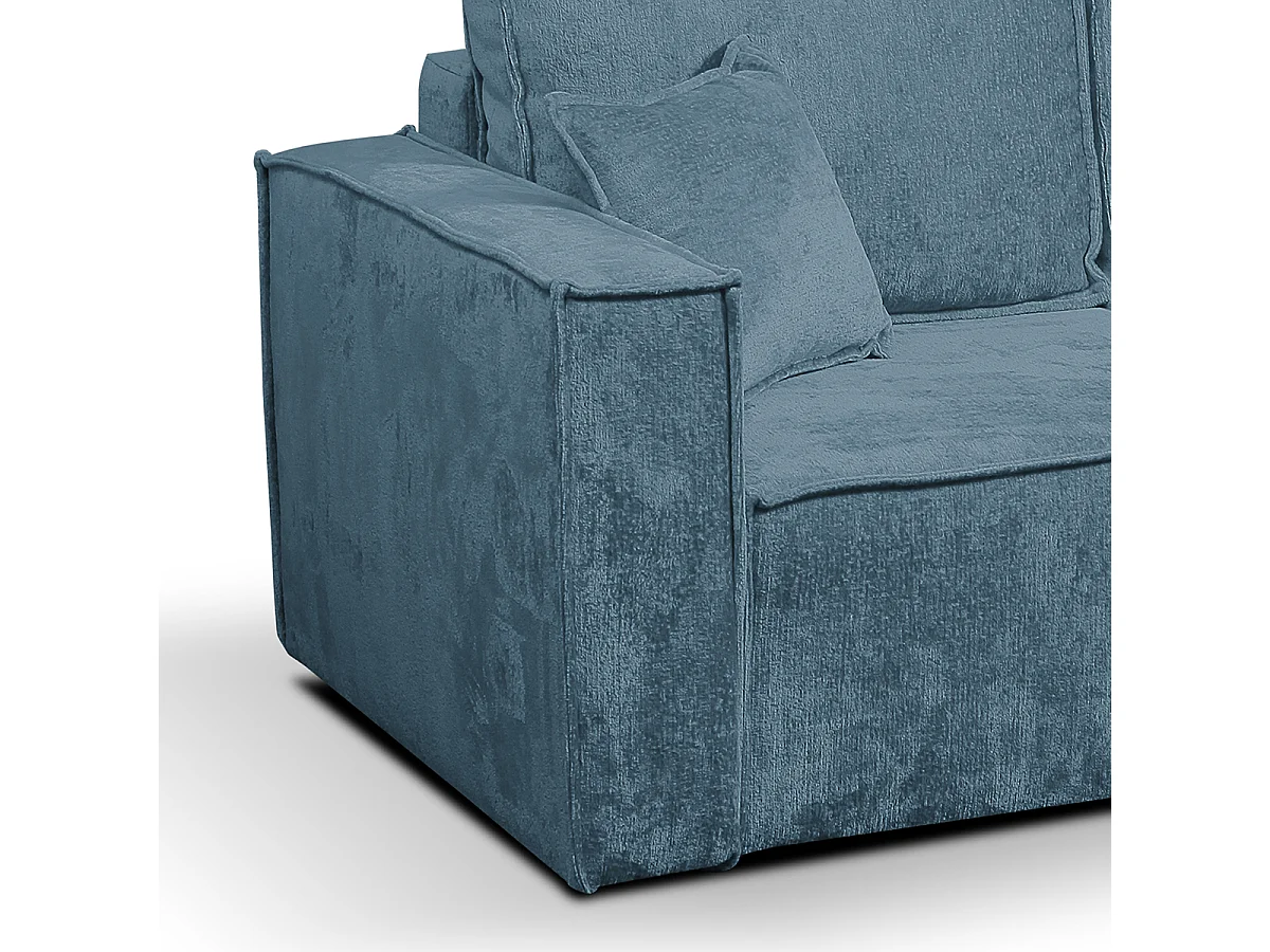 Canapé d'angle réversible convertible 3 places coffre Romain velours Bleu