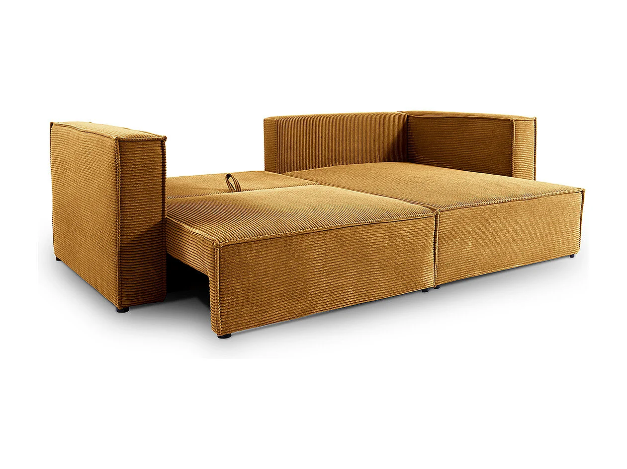 Canapé d'angle réversible convertible 3 places Jimmy velours côtelé Jaune