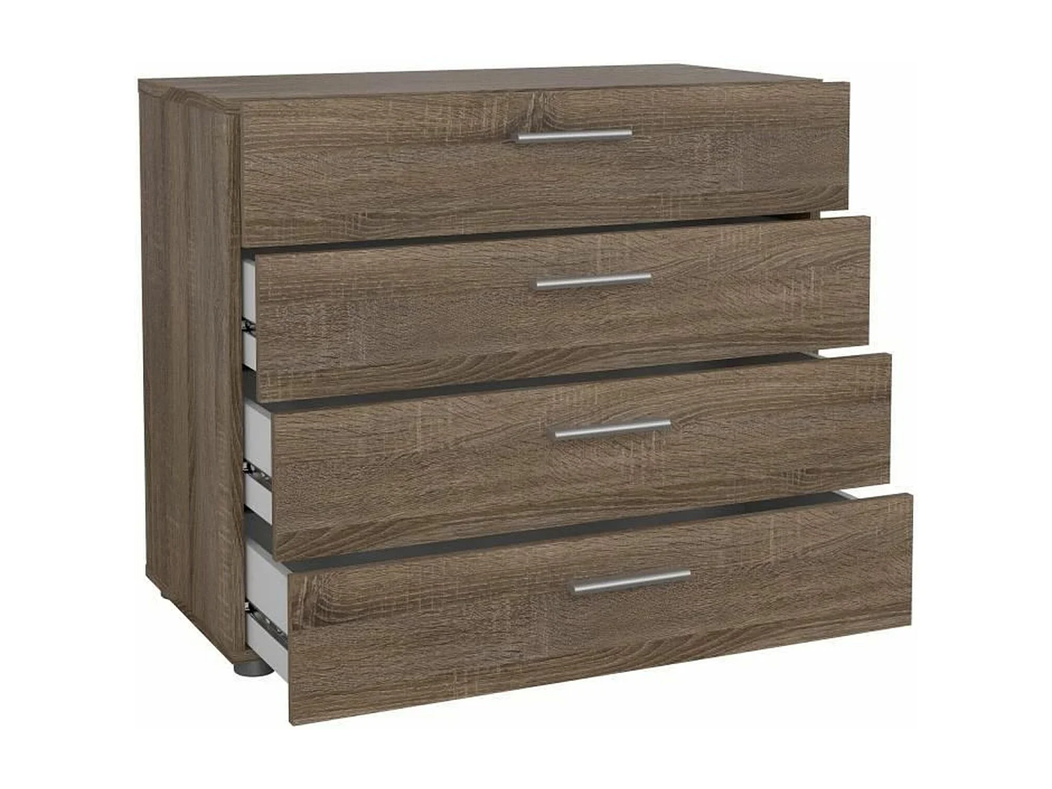 Commode 4 tiroirs - chêne Truffe - 80 x 40 x 68,5 cm