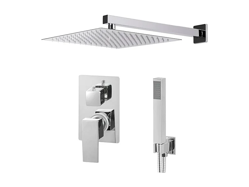 Conjunto completo sistema de chuveiro cabeça de chuveiro aço inoxidável prata 02_0003103