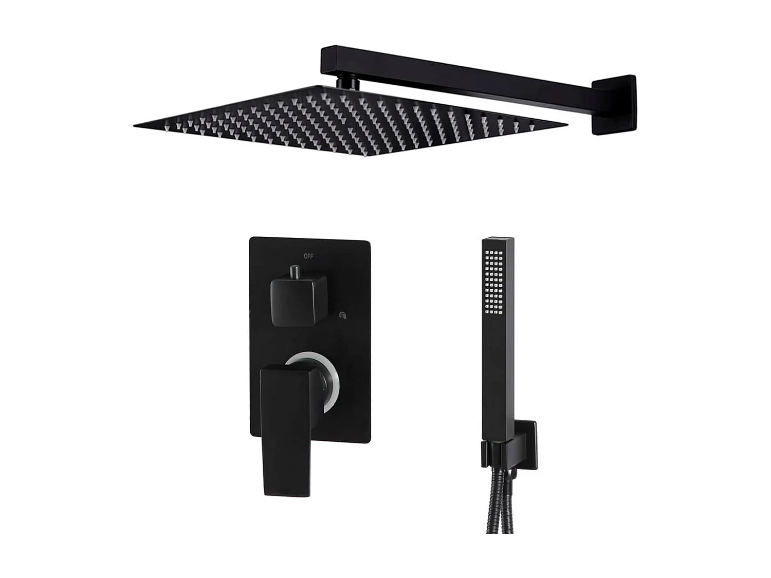 Juego completo de sistema de ducha con cabezal de acero inoxidable negro 02_0003108