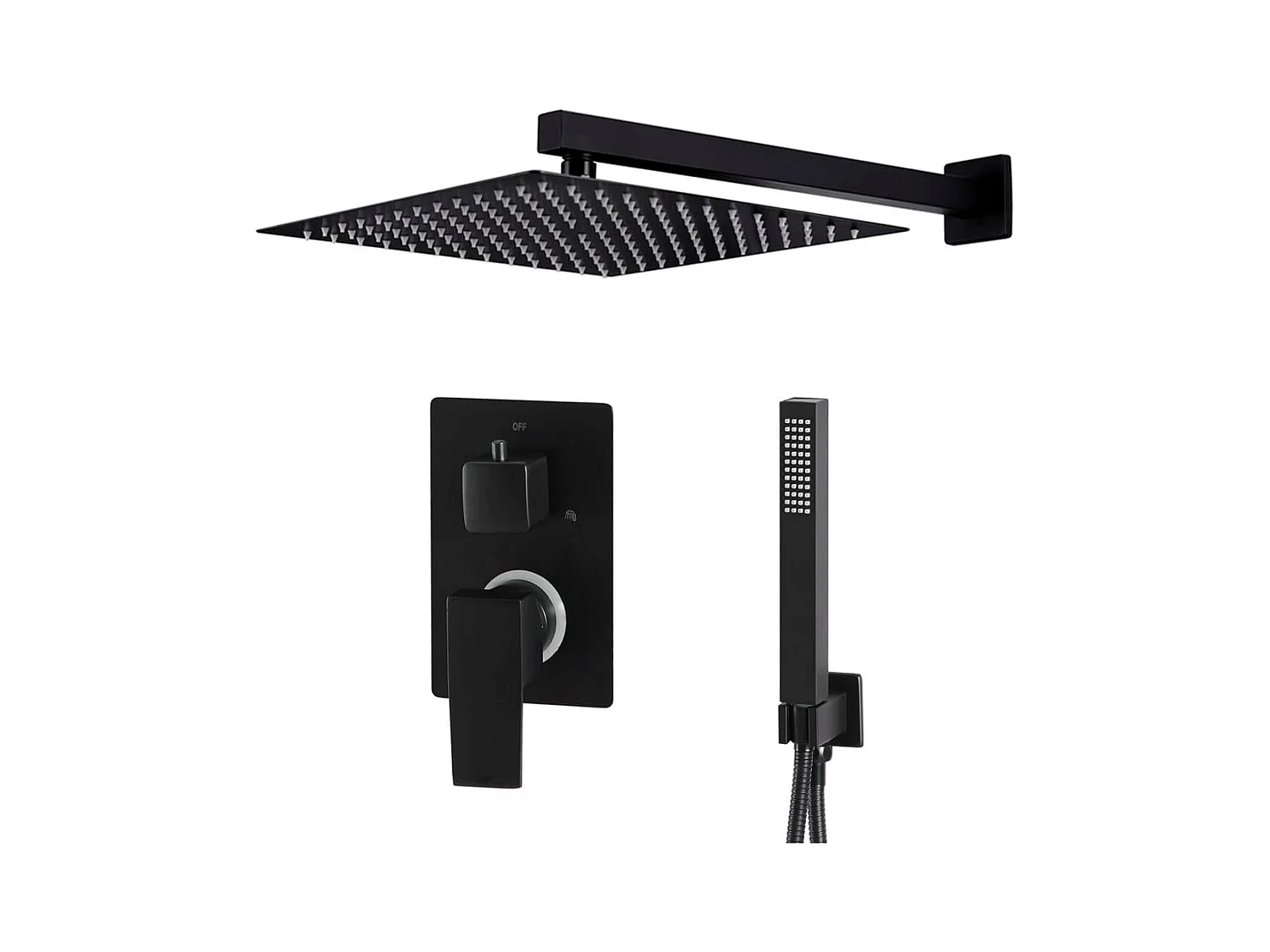 Conjunto completo sistema de chuveiro cabeça de aço inoxidável preto 02_0003108