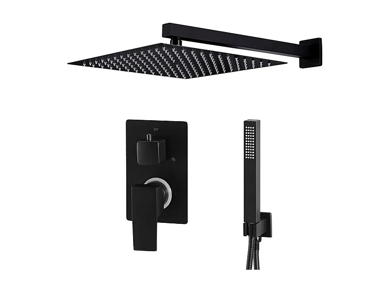 Conjunto completo sistema de chuveiro cabeça de aço inoxidável preto 02_0003108