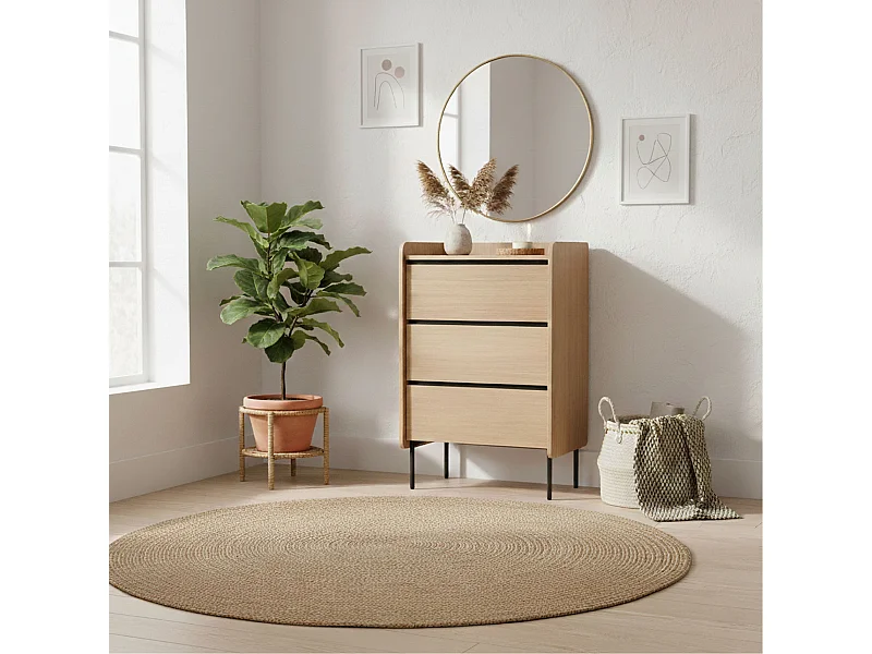 Commode 3 tiroirs avec pieds en métal noir - CO0081