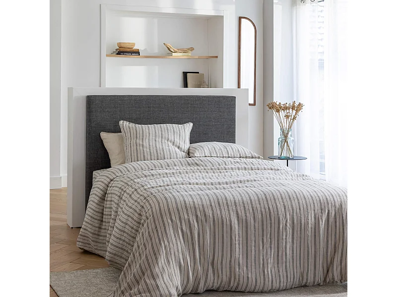 Ensemble sommier déco 140x200 + tête de lit gris orage 160 Terre de Nuit