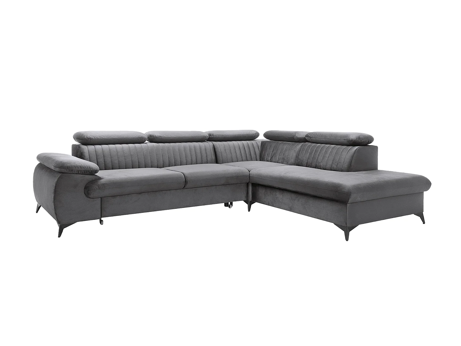 Canapé grand angle droit convertible en velours gris anthracite SAMARA de Pascal Morabito
