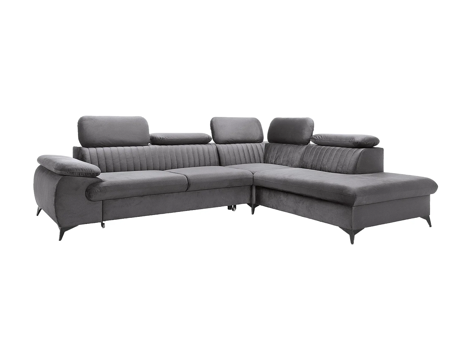 Canapé grand angle droit convertible en velours gris anthracite SAMARA de Pascal Morabito