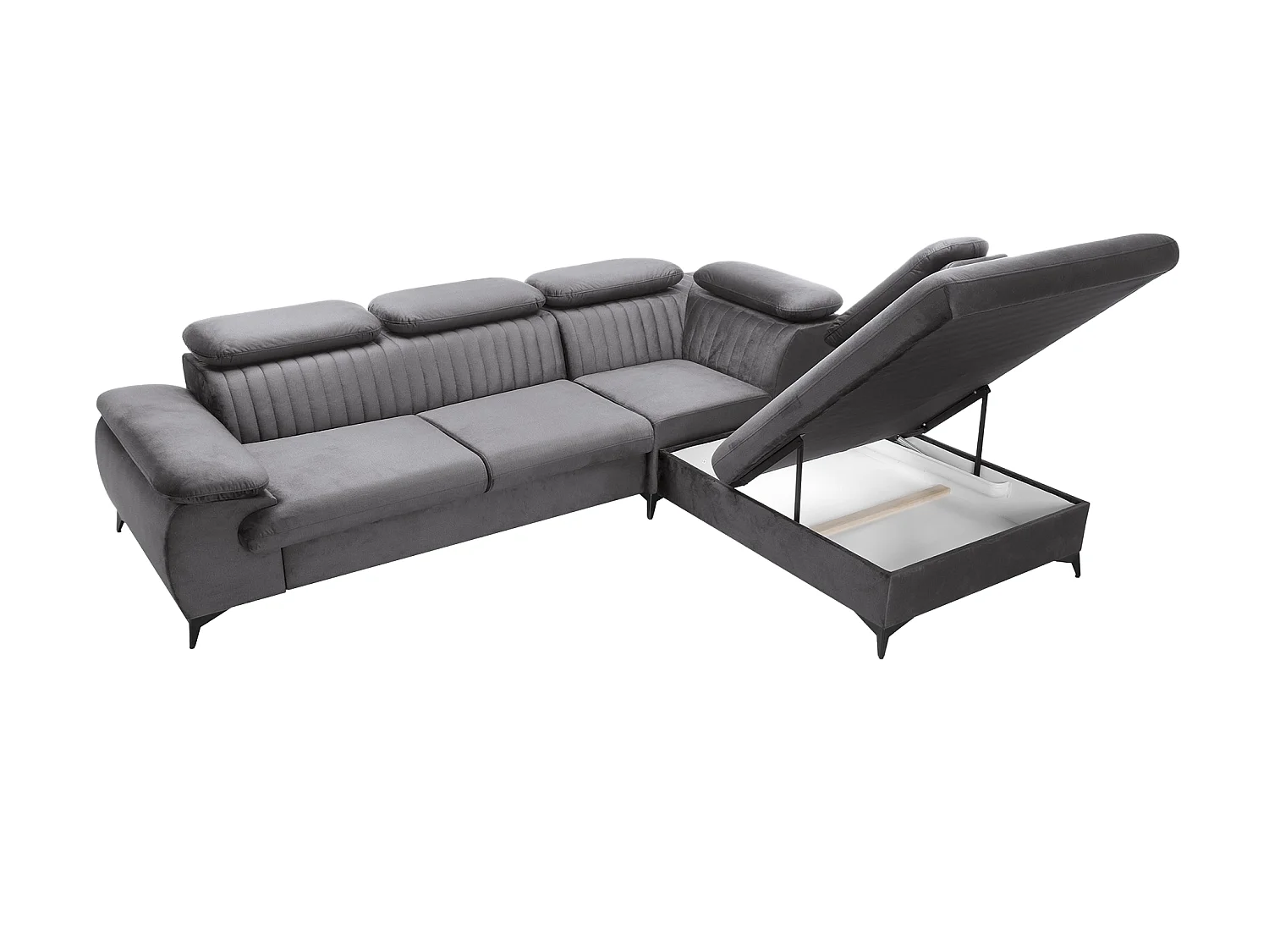 Canapé grand angle droit convertible en velours gris anthracite SAMARA de Pascal Morabito
