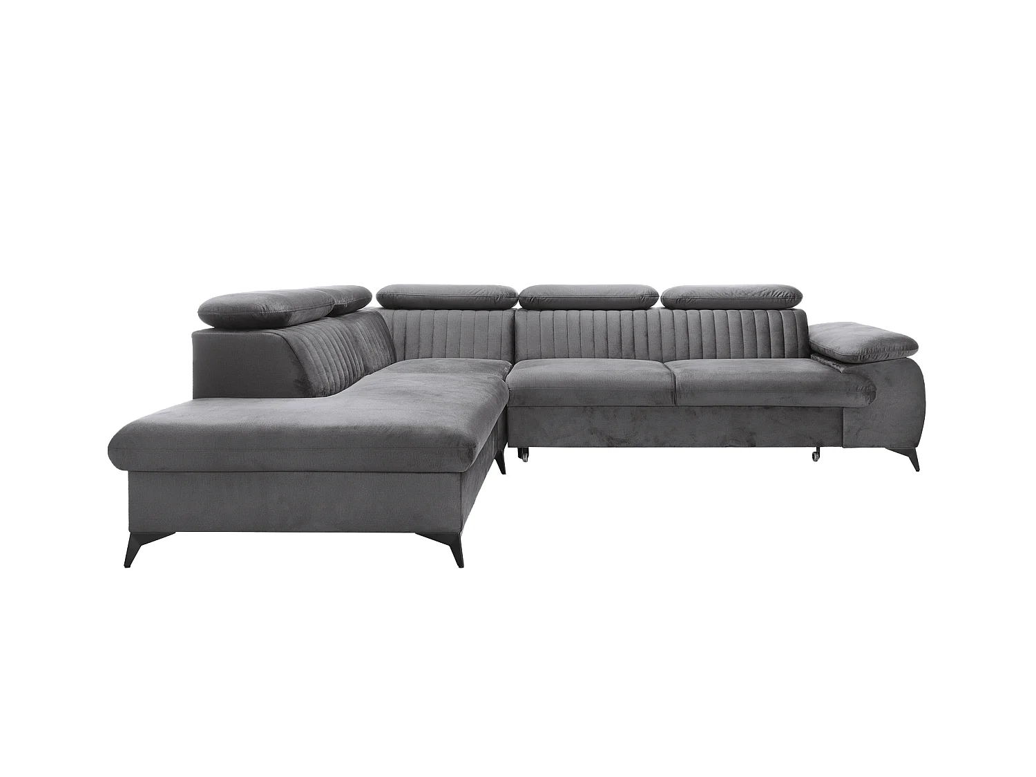 Canapé grand angle gauche convertible en velours gris anthracite SAMARA de Pascal Morabito