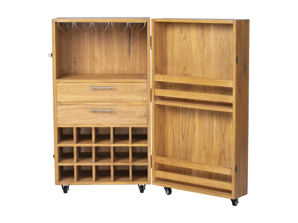 Wein- & Gläserschrank - Vintage - Mindi-Holz - 15 Fächer - 60 x 50 x 111 cm günstig online kaufen