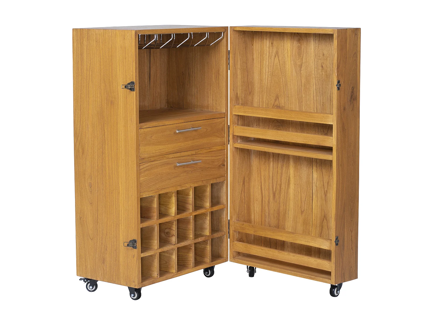 Wijn- en glazenkast met vintage-stijl van mindihout - 15 vakken - L60 x D50 x H111 cm - COIMBRA