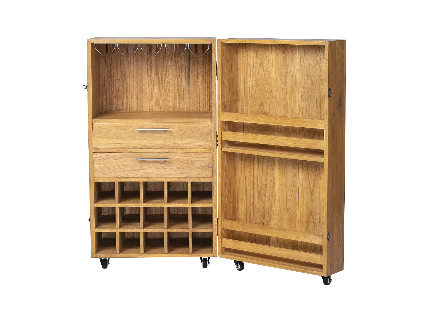 Armoire à vin et verres en bois de mindi - 15 casiers - L. 60 x P. 50 x H. 111 cm - COIMBRA