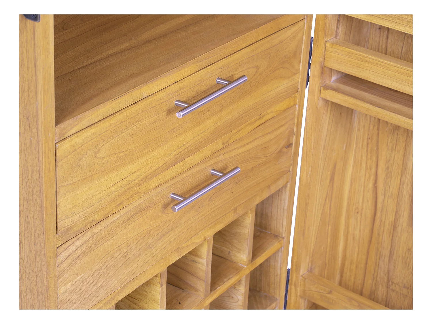 Armoire à vin et verres en bois de mindi - 15 casiers - L. 60 x P. 50 x H. 111 cm - COIMBRA