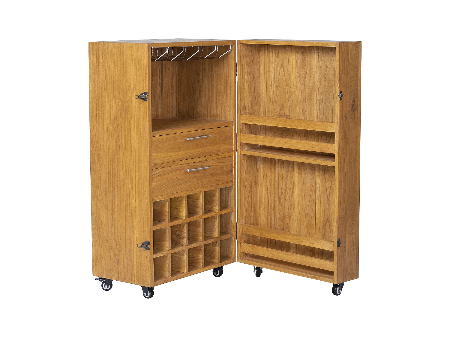Armoire à vin et verres en bois de mindi - 15 casiers - L. 60 x P. 50 x H. 111 cm - COIMBRA