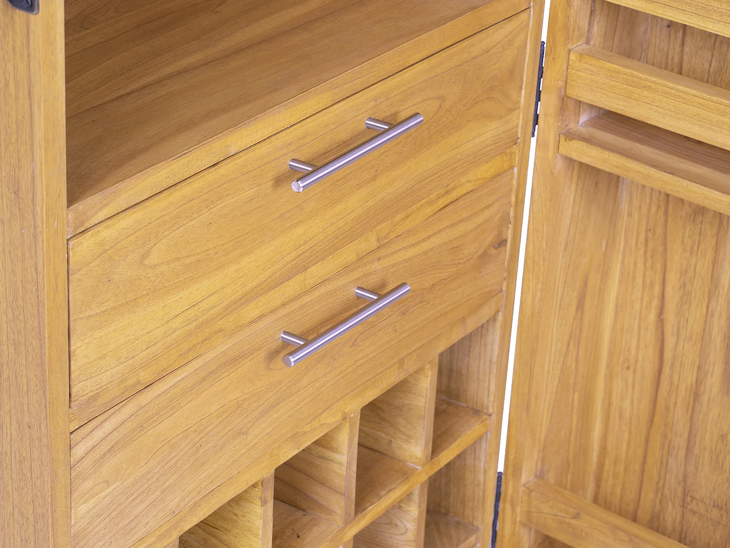 Armoire à vin et verres en bois de mindi - 15 casiers - L. 60 x P. 50 x H. 111 cm - COIMBRA