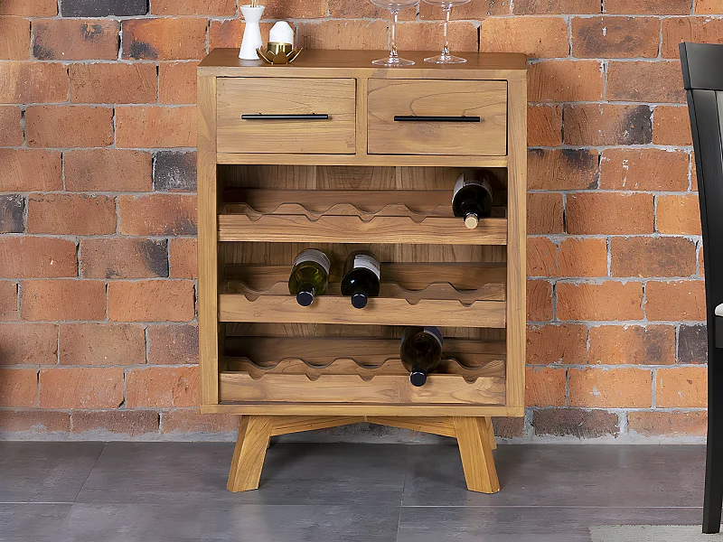 Flaschenregal - Vintage - Mindi-Holz - für 15 Flaschen - 60 x 35 x 80 cm - AVEIRO